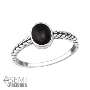 Sterling Silver Braided Onyx Ring